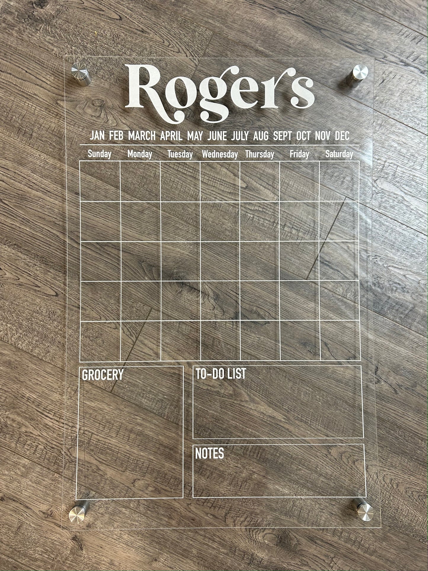 Personalized Dry Erase Calendar