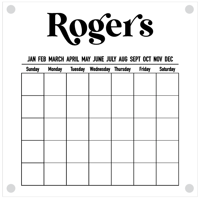 Personalized Dry Erase Calendar