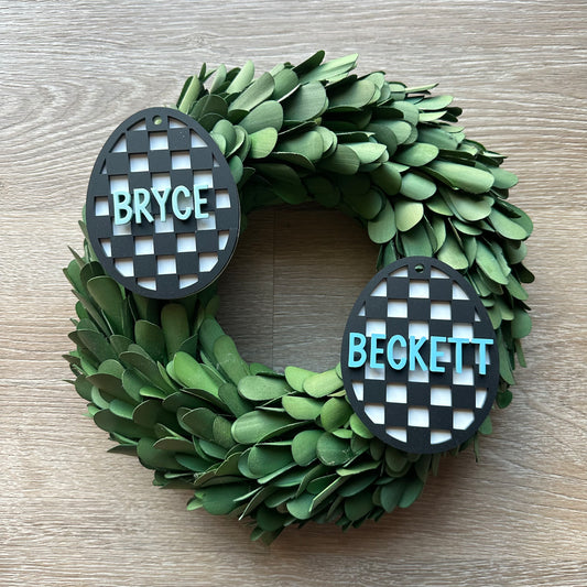 Checkered Egg Easter Tag