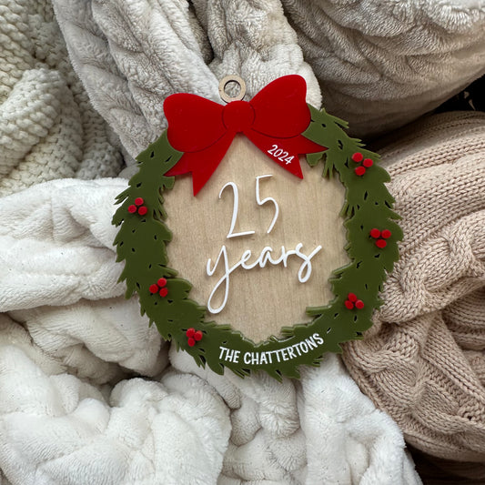 Christmas Wreath Ornament - Personalized