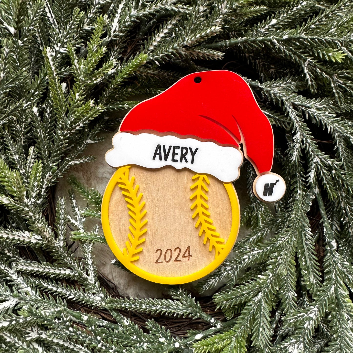 Sports Santa Hat Ornament - Personalized