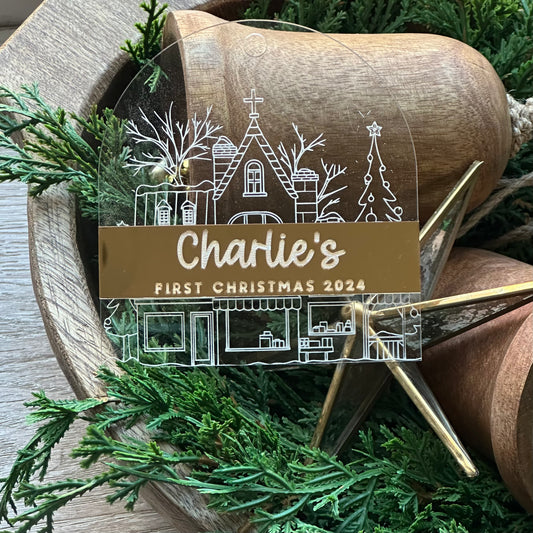 Clear & Gold Custom Home Ornament