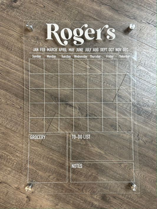 Personalized Dry Erase Calendar