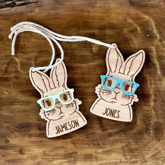Easter Bunny Basket Tag with Glasses