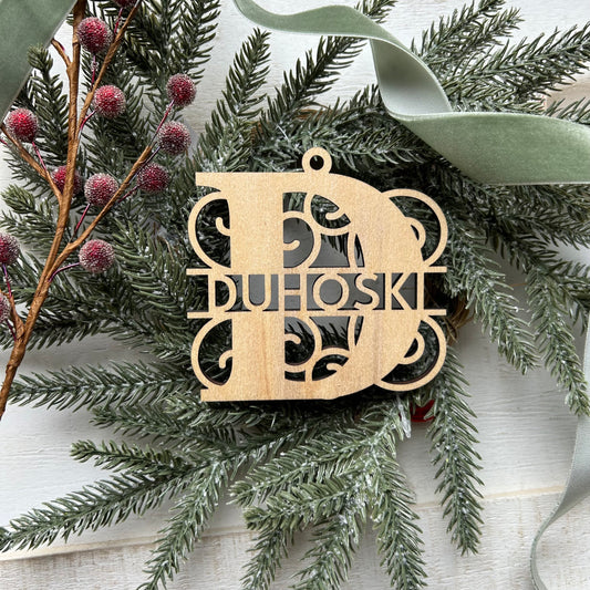 Wooden Monogram Name Ornament