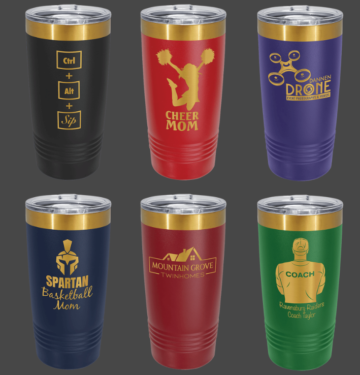 20 oz. Black/Bright Gold ION-Plated Ringneck Tumbler with Slider Lid