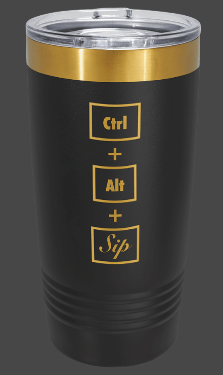 20 oz. Black/Bright Gold ION-Plated Ringneck Tumbler with Slider Lid