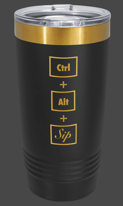 20 oz. Black/Bright Gold ION-Plated Ringneck Tumbler with Slider Lid