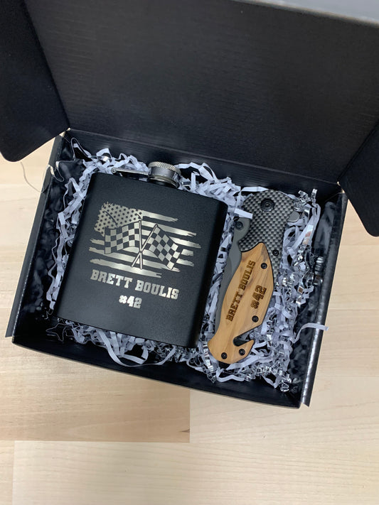 Custom Flask and Knife Gift Set
